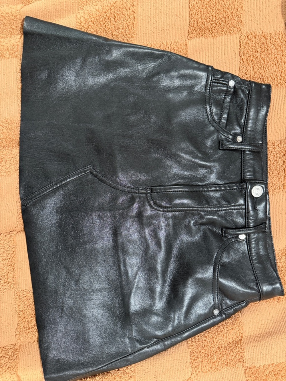 Frame Denim Black Leather Mini Skirt